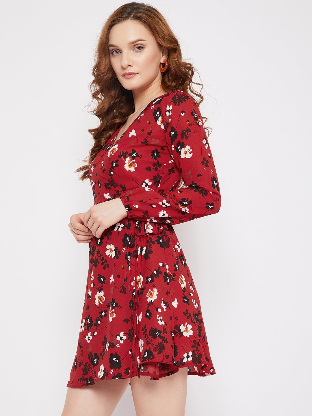 Red Fit and Flare Polka Dot Wrap Dress